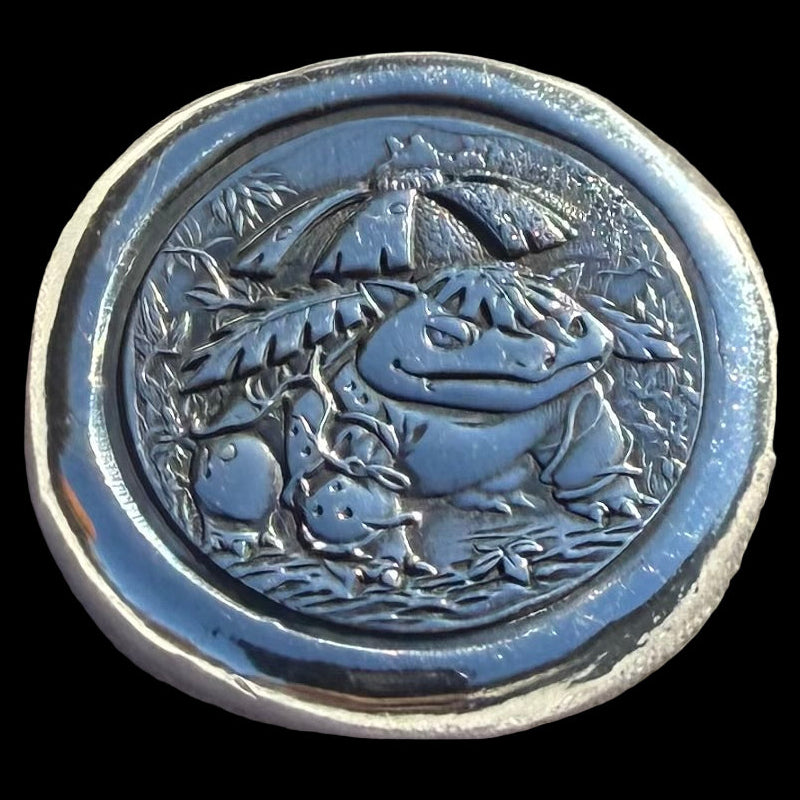 Pokémon 'Venasaur' 1.25 oz .999 Pure Silver Round Hand Crafted by St Bee's in England, Shiny Finish, Includes Poké Ball & COA, Mint Condition Limited Edition