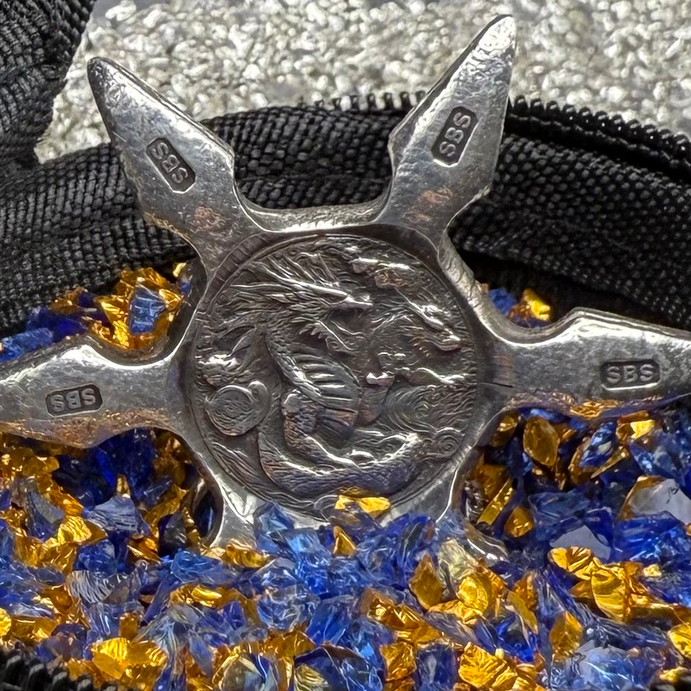 'Twin Dragon Star' 1.04 oz .999 Fine Silver Star Hand Crafted by St Bee's in England, Shiny Finish, Includes Earbud Case & COA, Mint Condition, Limited Edition