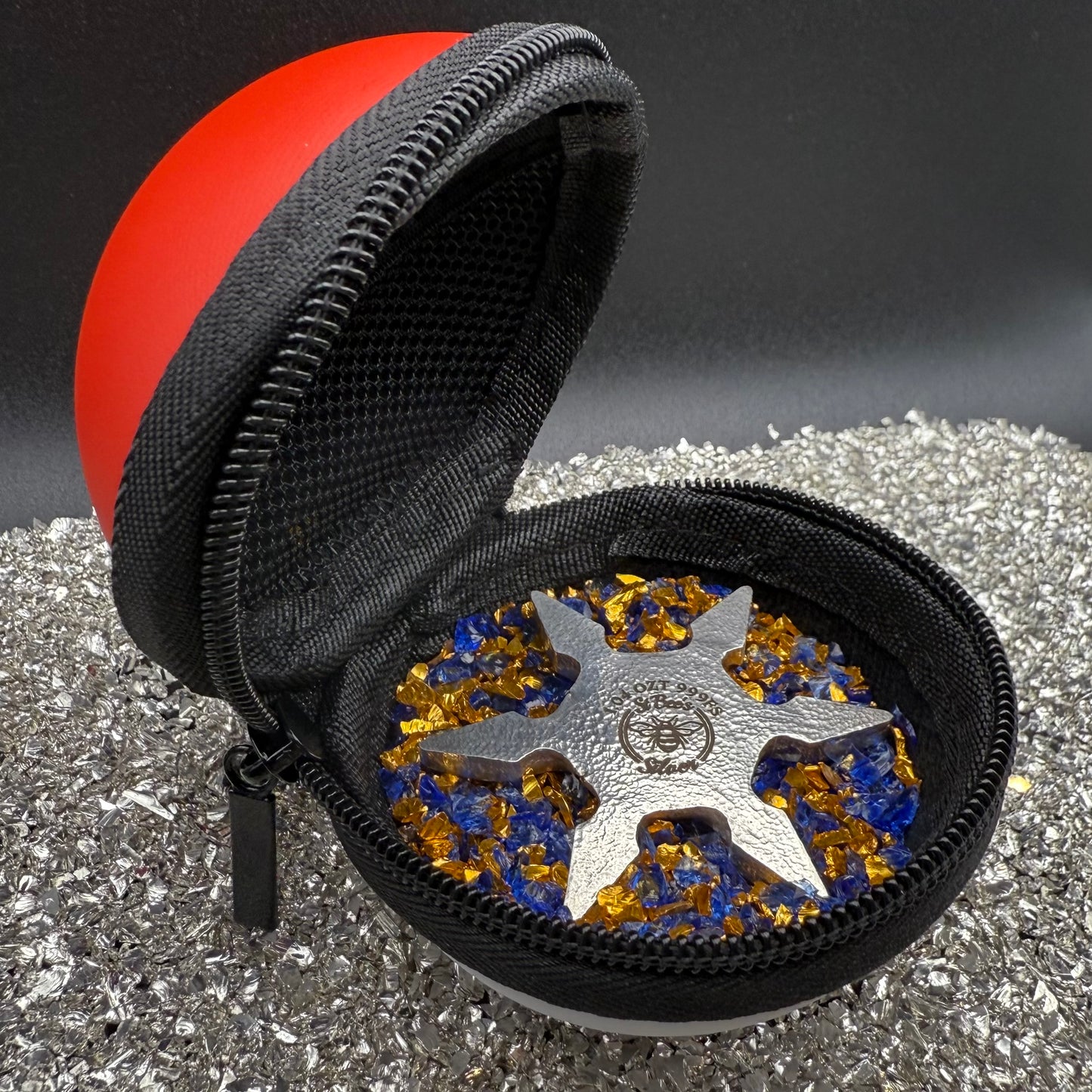 'Twin Dragon Star' 1.04 oz .999 Fine Silver Star Hand Crafted by St Bee's in England, Shiny Finish, Includes Earbud Case & COA, Mint Condition, Limited Edition