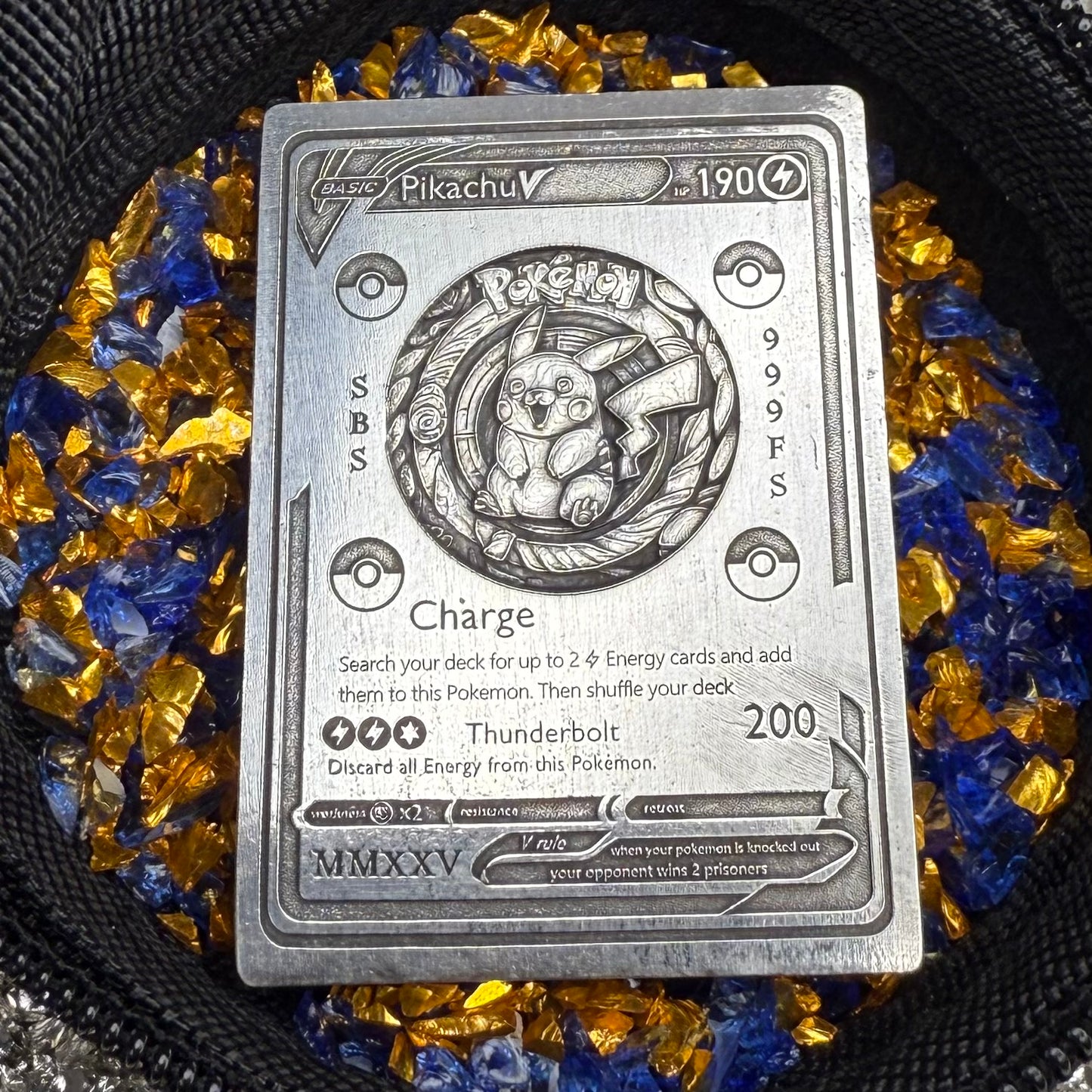 Pokémon 'Pikachu' 2.5 oz .999 Pure Silver Trading Card Hand Crafted by St Bee's in England, Satin Finish, Includes Poké Ball & COA, Mint Condition Limited Edition