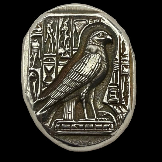 Egyptian Series 'Falcon' .5 oz .999 Pure Silver Nugget Hand Crafted by St Bee's in England, Antique Finish, Includes Wooden Box & COA, Mint Condition Limited Edition