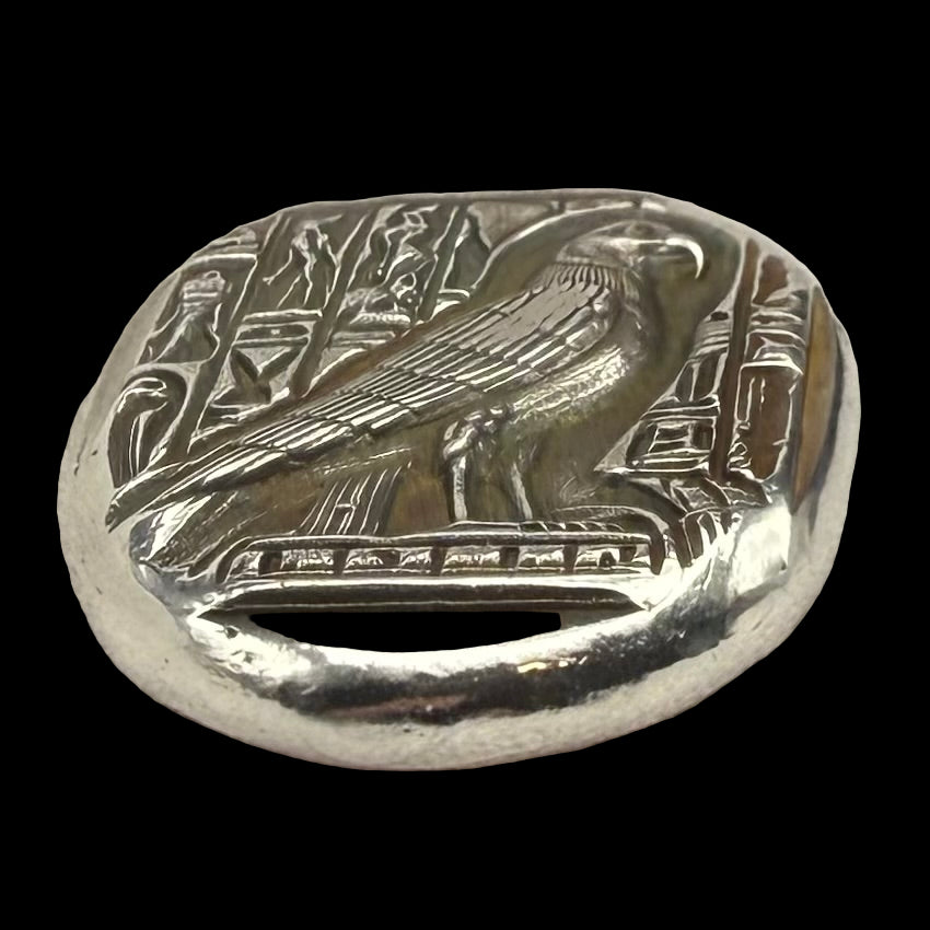 Egyptian Series 'Falcon' .5 oz .999 Pure Silver Nugget Hand Crafted by St Bee's in England, Antique Finish, Includes Wooden Box & COA, Mint Condition Limited Edition