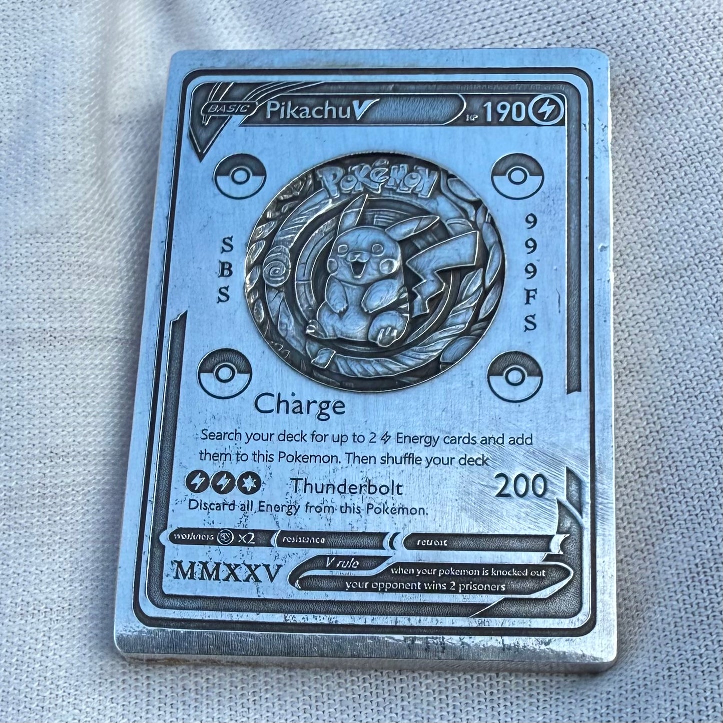 Pokémon 'Pikachu' 2.5 oz .999 Pure Silver Trading Card Hand Crafted by St Bee's in England, Satin Finish, Includes Poké Ball & COA, Mint Condition Limited Edition
