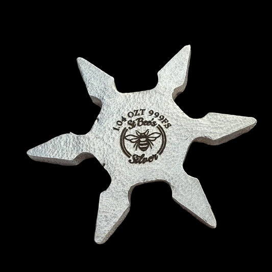 'Twin Dragon Star' 1.04 oz .999 Fine Silver Star Hand Crafted by St Bee's in England, Shiny Finish, Includes Earbud Case & COA, Mint Condition, Limited Edition