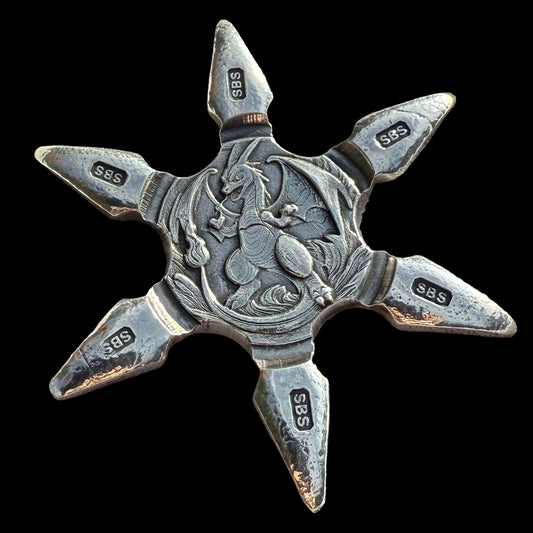 Pokémon 'Charizard Star' 1.08 oz .999 Fine Silver Star Hand Crafted by St Bee's in England, Shiny Finish, Includes Poké Ball & COA, Mint Condition, Limited Edition