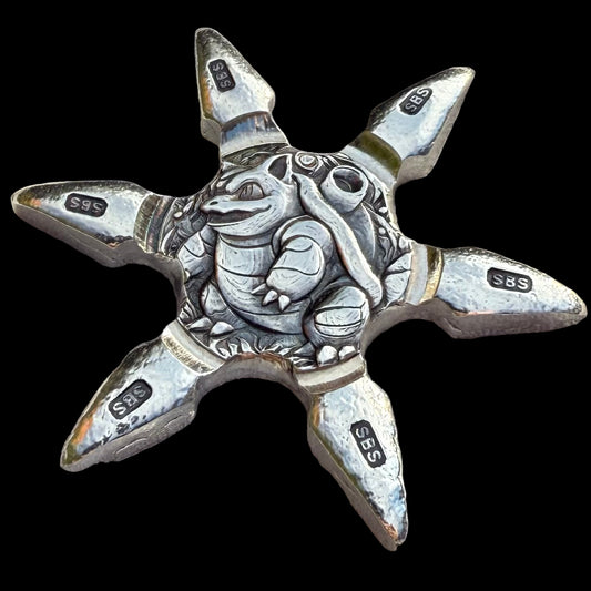 Pokémon 'Blastoise Star' 1.08 oz .999 Fine Silver Star Hand Crafted by St Bee's in England, Shiny Finish, Includes Poké Ball & COA, Mint Condition, Limited Edition