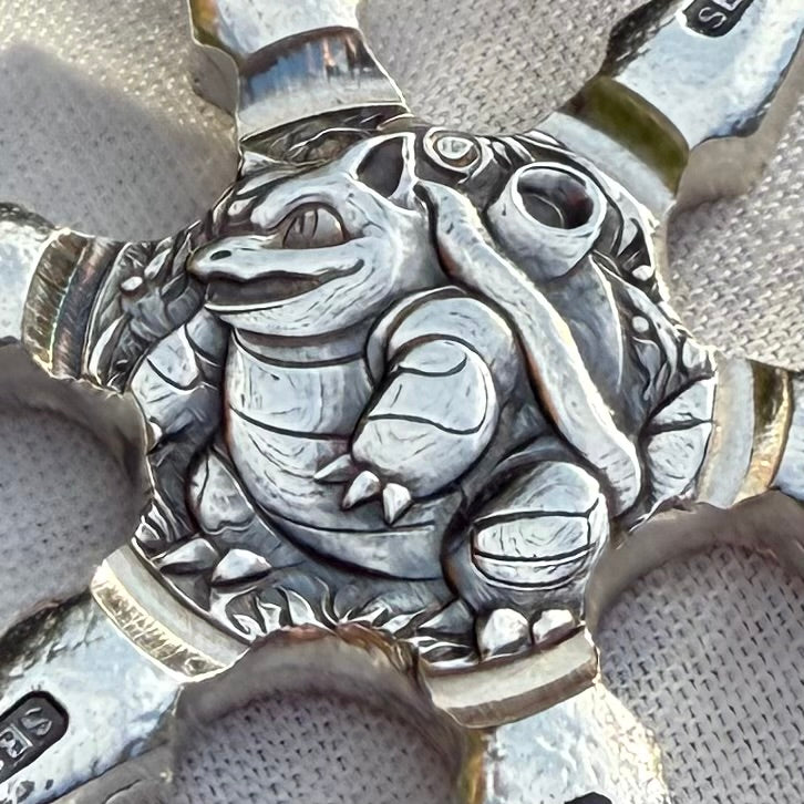 Pokémon 'Blastoise Star' 1.08 oz .999 Fine Silver Star Hand Crafted by St Bee's in England, Shiny Finish, Includes Poké Ball & COA, Mint Condition, Limited Edition