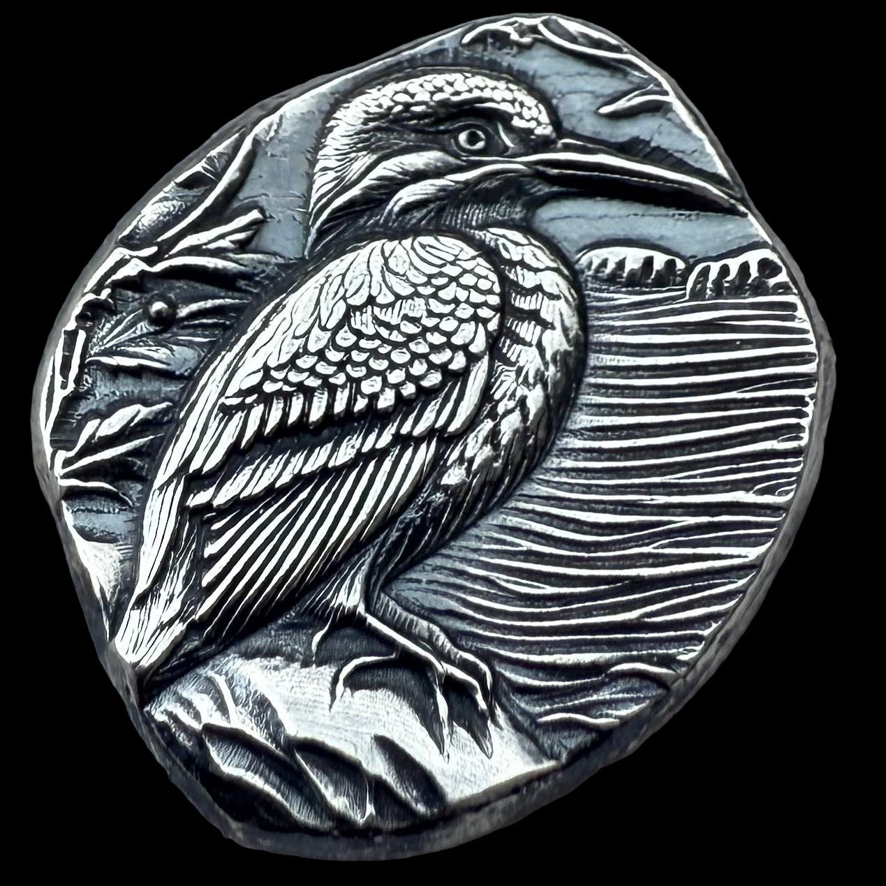 'Kingfisher' .5 oz .999 Pure Silver Nugget Hand Crafted by St Bee's in England, Shiny Finish, Includes Wooden Box & COA, Mint Condition Limited Edition