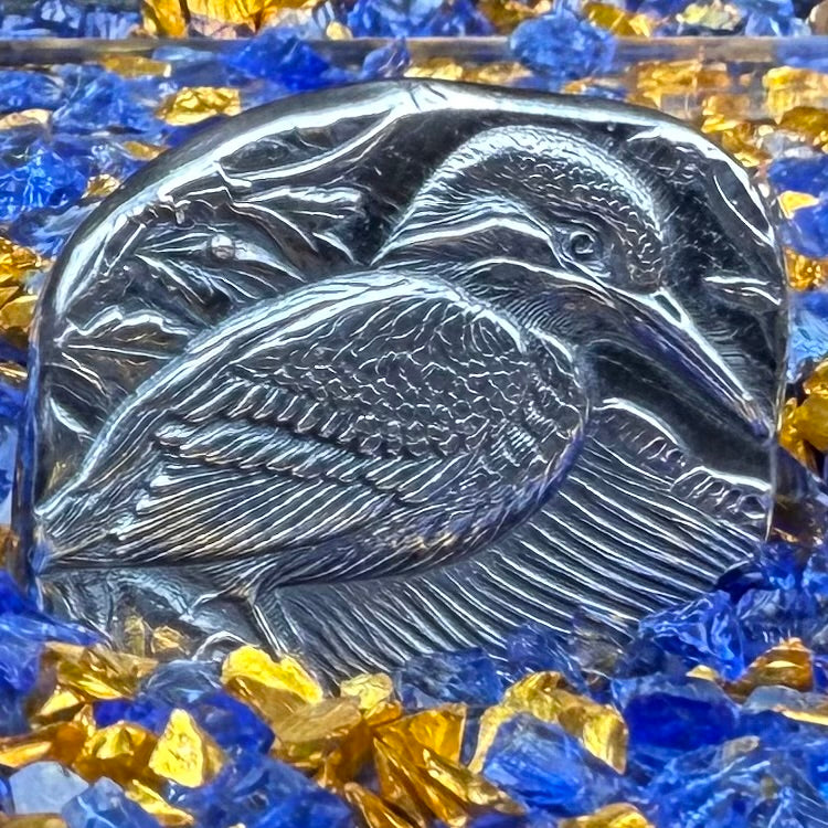 'Kingfisher' .5 oz .999 Pure Silver Nugget Hand Crafted by St Bee's in England, Shiny Finish, Includes Wooden Box & COA, Mint Condition Limited Edition