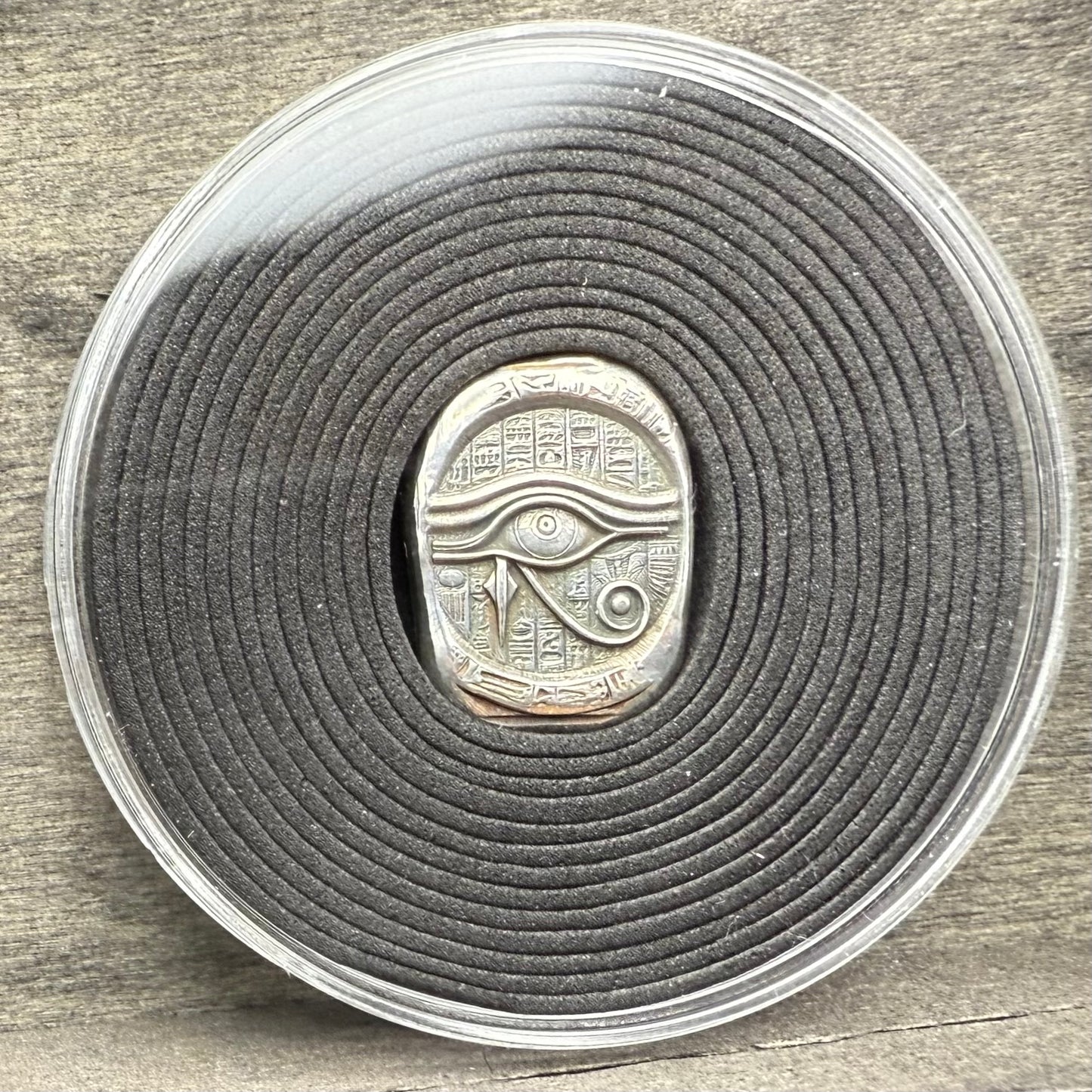 Egyptian Series 'Eye of Ra' .5 oz .999 Pure Silver Nugget Hand Crafted by St Bee's in England, Antique Finish, Includes Wooden Box & COA, Mint Condition Limited Edition