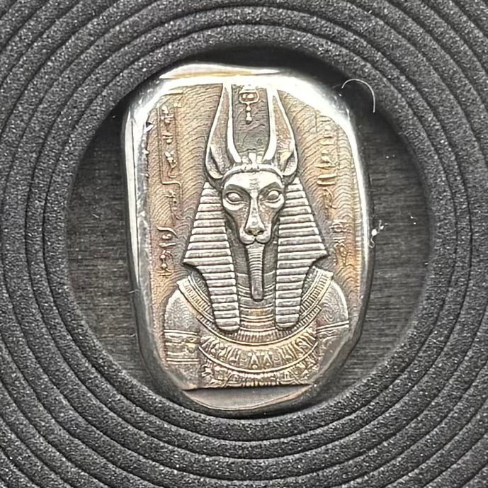 Egyptian Series 'Scarab' .5 oz .999 Pure Silver Nugget Hand Crafted by St Bee's in England, Antique Finish, Includes Wooden Box & COA, Mint Condition Limited Edition
