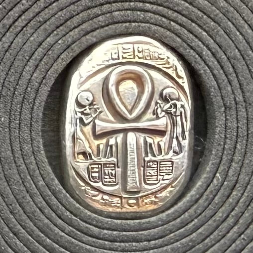Egyptian Series 'Ankh' .5 oz .999 Pure Silver Nugget Hand Crafted by St Bee's in England, Antique Finish, Includes Wooden Box & COA, Mint Condition Limited Edition