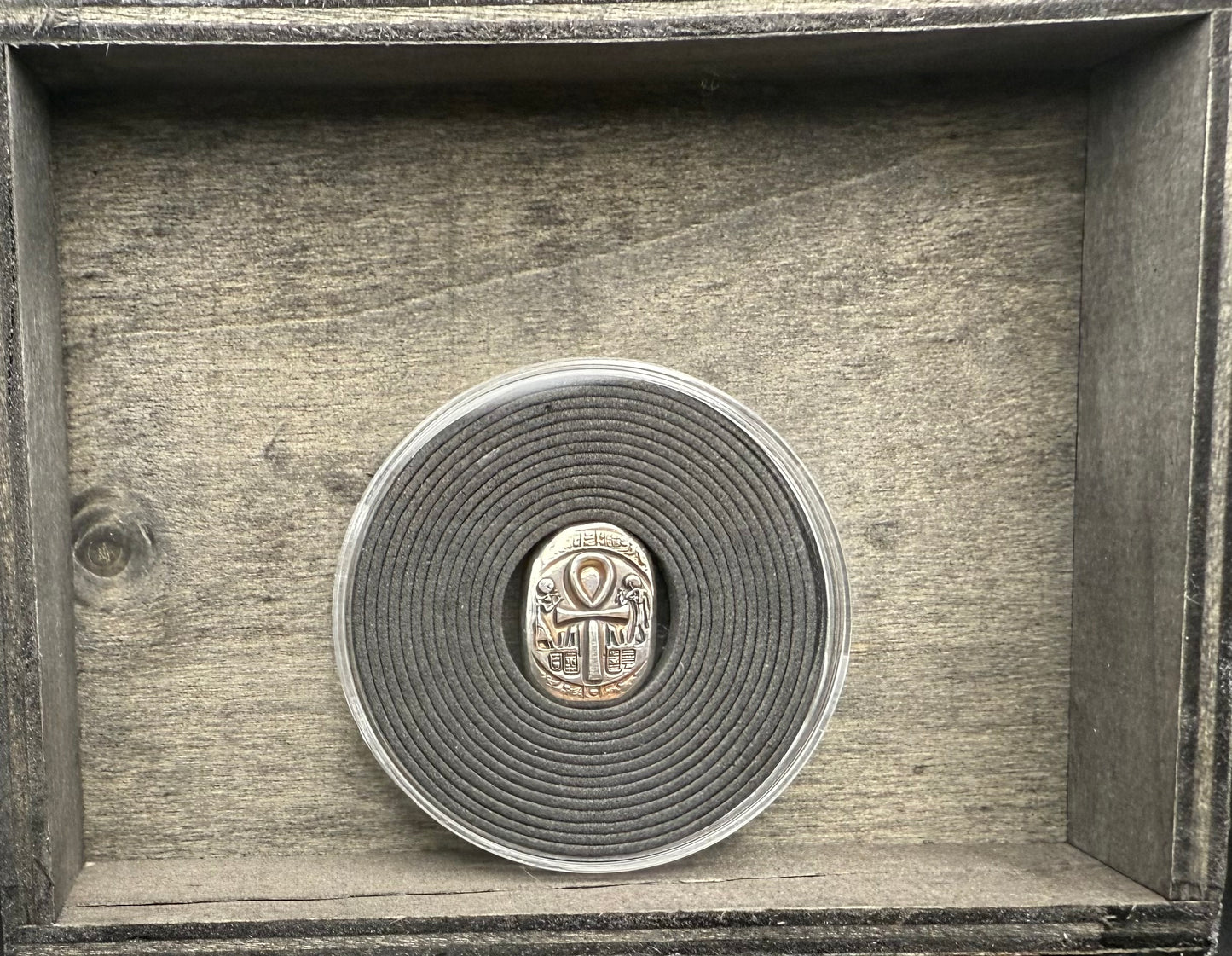 Egyptian Series 'Ankh' .5 oz .999 Pure Silver Nugget Hand Crafted by St Bee's in England, Antique Finish, Includes Wooden Box & COA, Mint Condition Limited Edition