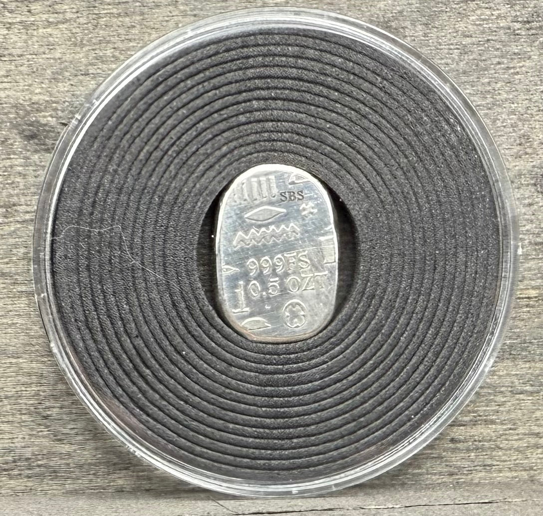 Egyptian Series 'Ankh' .5 oz .999 Pure Silver Nugget Hand Crafted by St Bee's in England, Antique Finish, Includes Wooden Box & COA, Mint Condition Limited Edition