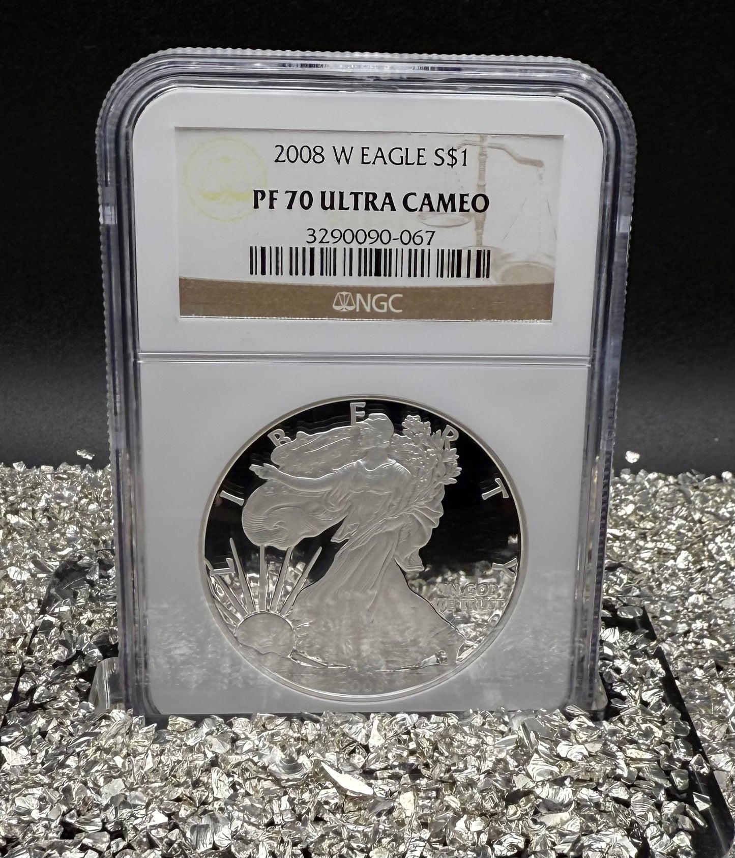 Proof 2008 (W) $1 American Silver Eagle NGC PF70UC Classic Brown Label (1 of 15,136)