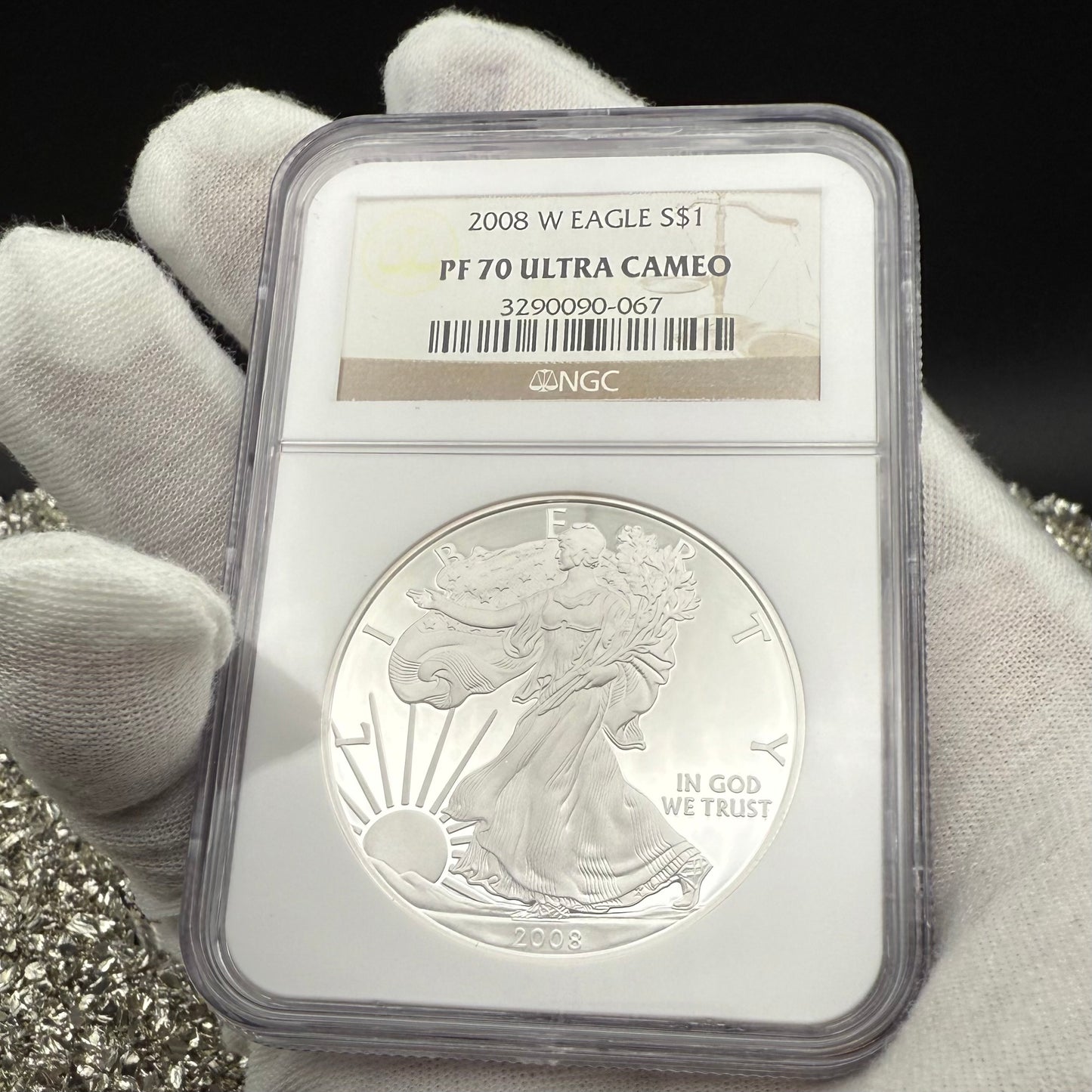 Proof 2008 (W) $1 American Silver Eagle NGC PF70UC Classic Brown Label (1 of 15,136)