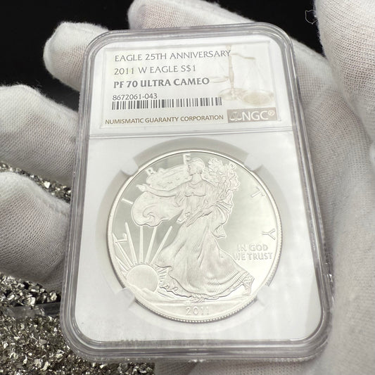 Proof 2011 (W) $1 American Silver Eagle NGC PF70UC 25th Anniversary Modern Brown Label Mint (1 of 9,295)