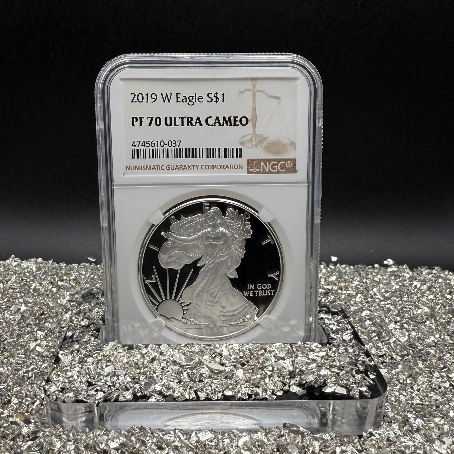Proof 2019 (W) $1 American Silver Eagle NGC PF70UC Modern Brown Label White Holder (1 of 3,491)