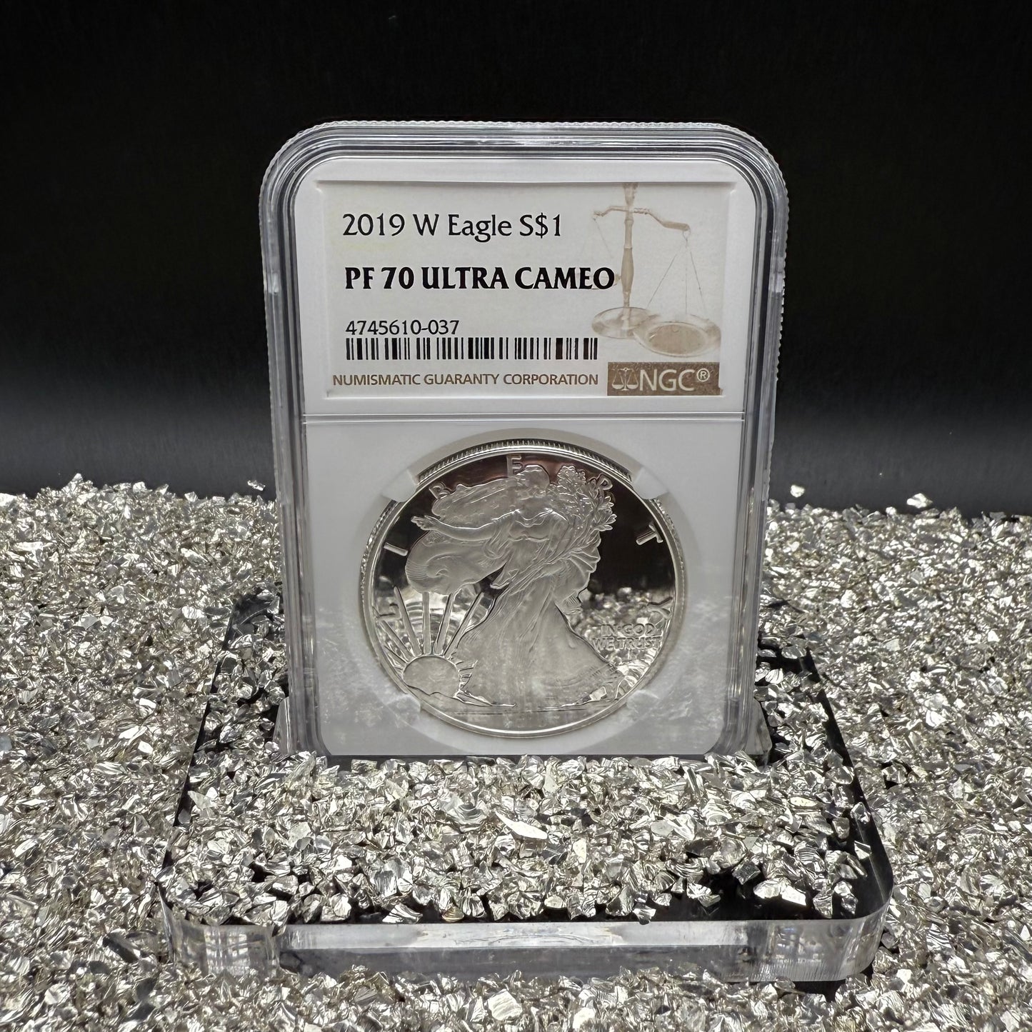 Proof 2019 (W) $1 American Silver Eagle NGC PF70UC Modern Brown Label White Holder (1 of 3,491)