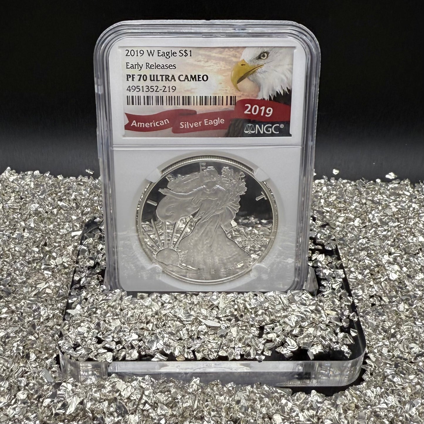 Proof 2019 (W) $1 American Silver Eagle NGC PF70UC Early Releases Eagle Label White Holder (1 of 4,470)