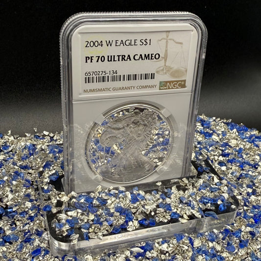 Proof 2004 (W) $1 American Silver Eagle NGC PF70UC Modern Brown Label (1 of 12,325)