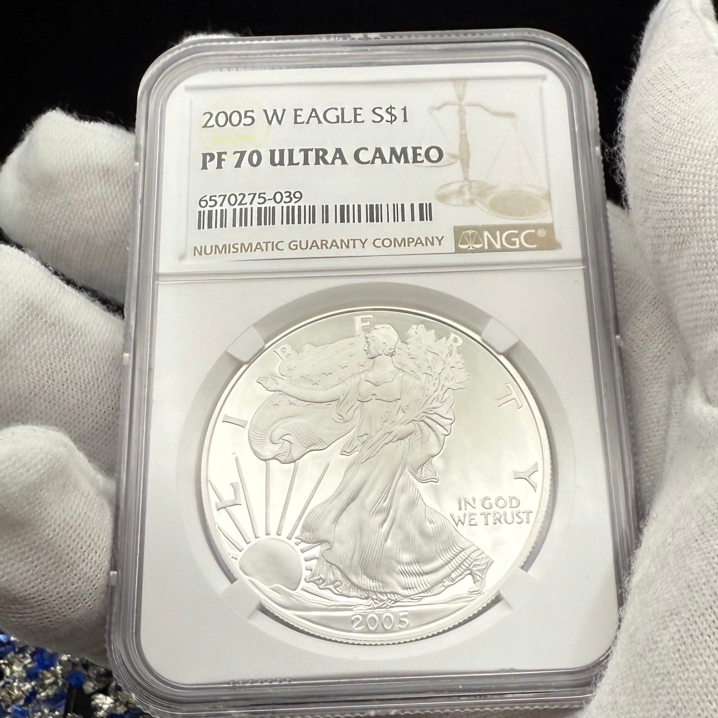 Proof 2005 (W) $1 American Silver Eagle NGC PF70UC Modern Brown Label (1 of 14,635)