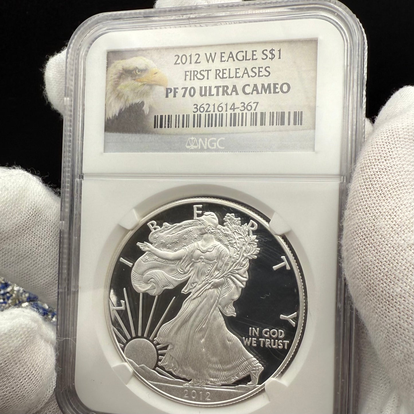 Proof 2012 (W) $1 American Silver Eagle NGC PF70UC First Releases Eagle Label White Holder (1 of 4,222)