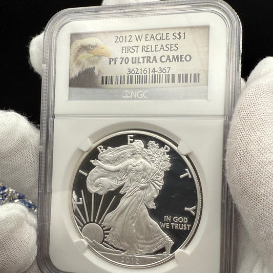 Proof 2012 (W) $1 American Silver Eagle NGC PF70UC First Releases Eagle Label White Holder (1 of 4,222)