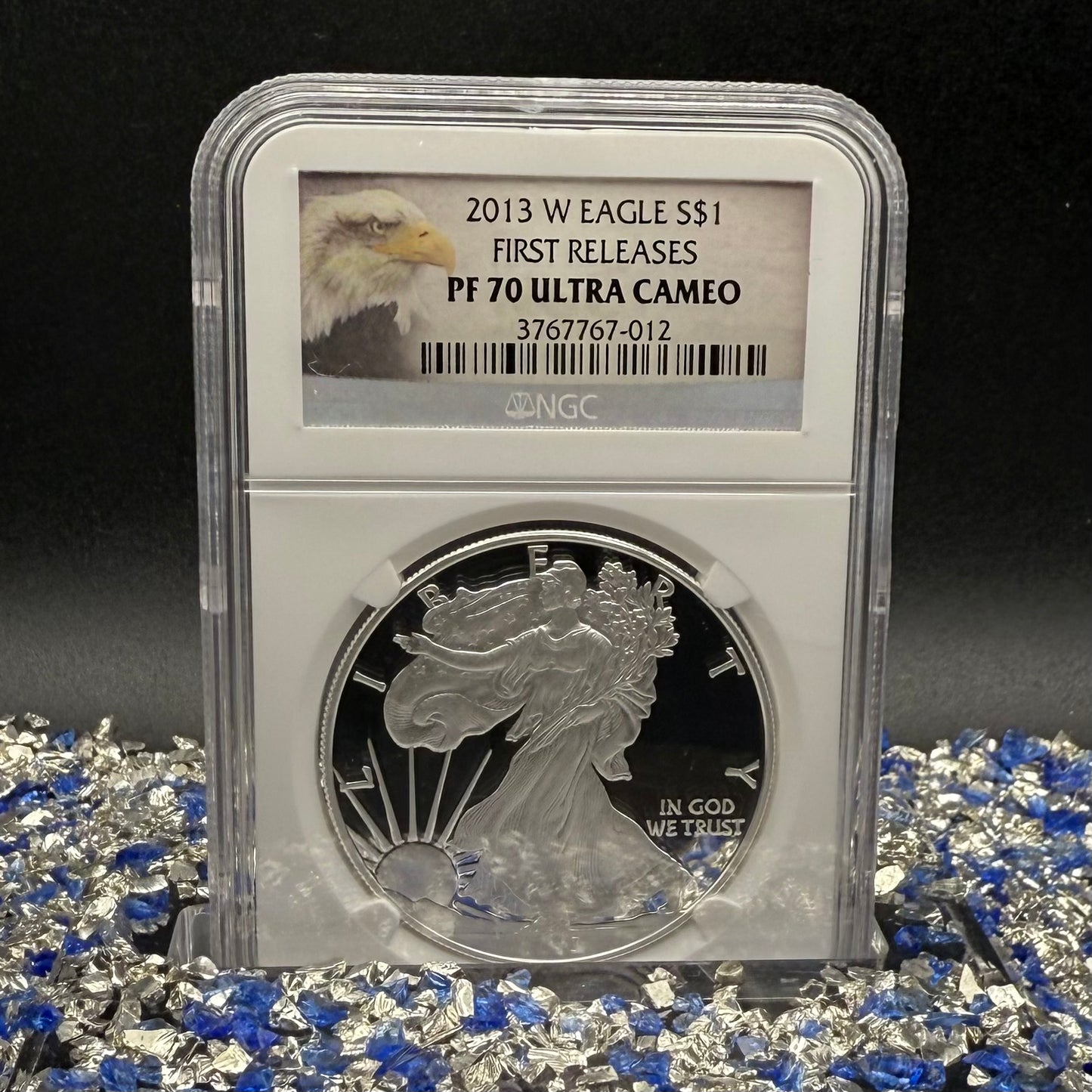 Proof 2013 (W) $1 American Silver Eagle NGC PF70UC First Releases Eagle Label White Holder (1 of 5,212)