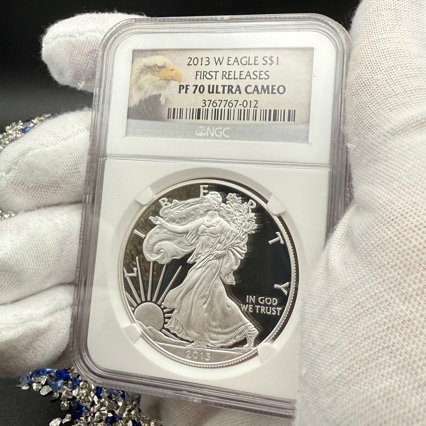 Proof 2013 (W) $1 American Silver Eagle NGC PF70UC First Releases Eagle Label White Holder (1 of 5,212)