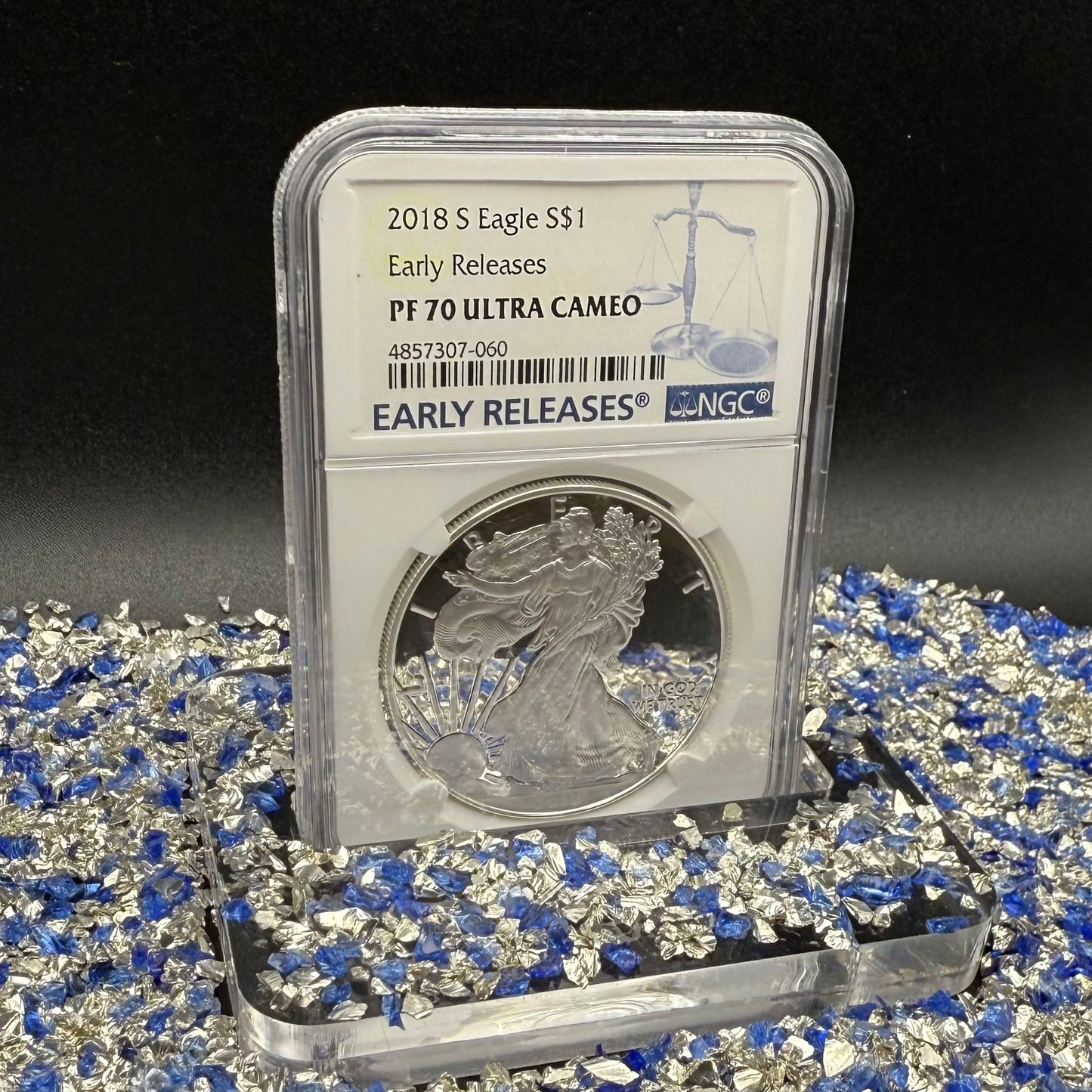 Proof 2018 (S) $1 American Silver Eagle NGC PF70UC Early Releases Classic Blue Label White Holder (1 of 4,975) Mint