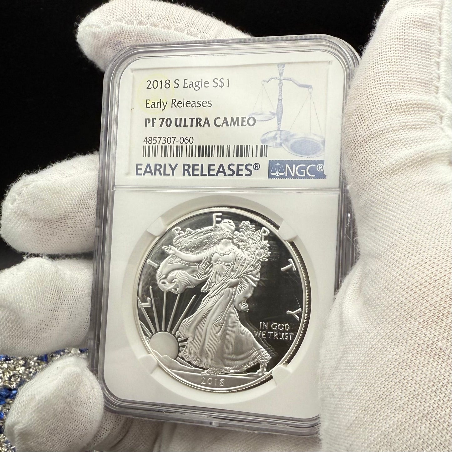 Proof 2018 (S) $1 American Silver Eagle NGC PF70UC Early Releases Classic Blue Label White Holder (1 of 4,975) Mint