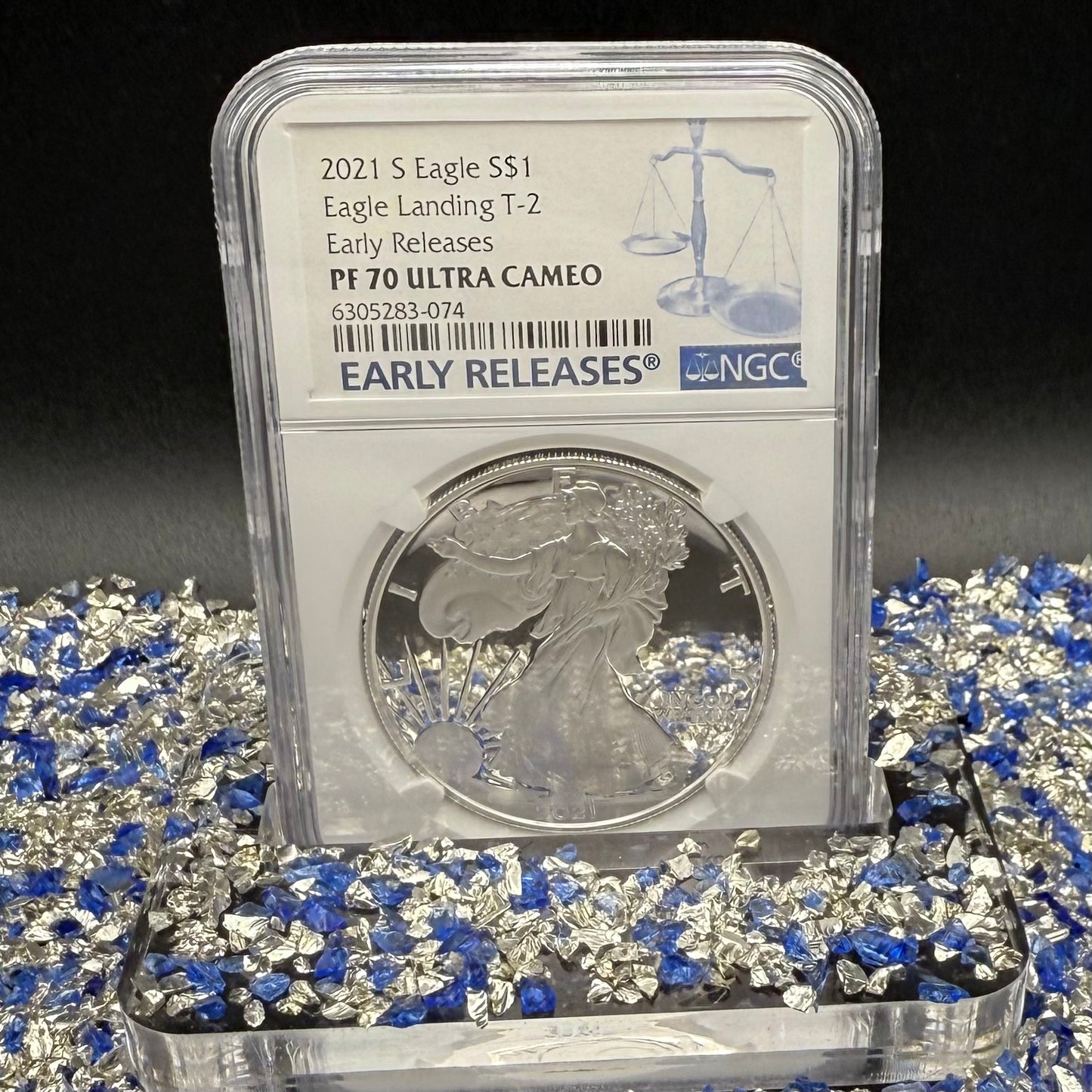 Proof 2021 (S) $1 American Silver Eagle NGC PF70UC T-2 Early Releases Classic Blue Label White Holder (1 of 1,303) Mint