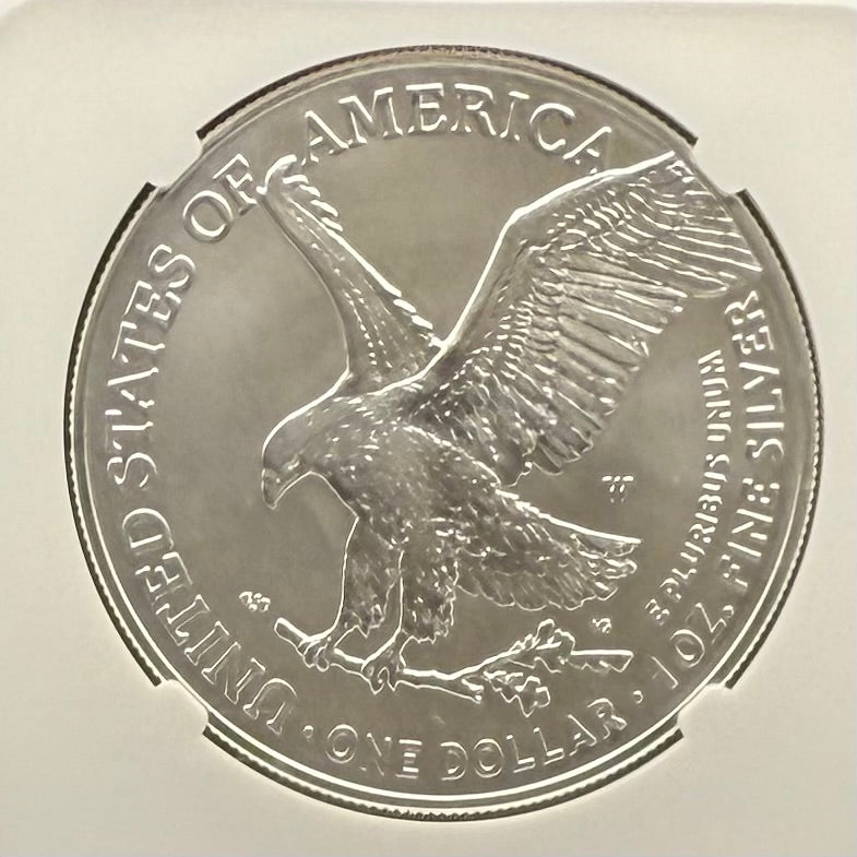 Burnished 2024 (W) $1 American Silver Eagle NCG MS70 Modern Brown Label Mint Condition (1 of 1,624)