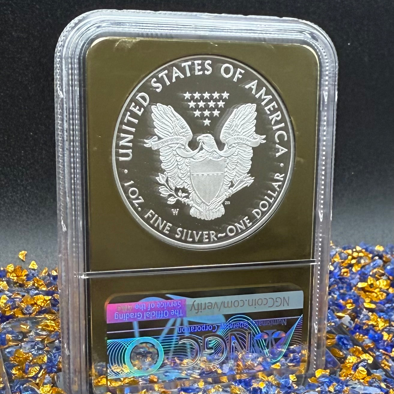 Proof 2018 (W) $1 American Silver Eagle NGC PF70UC Classic Brown Label Gold Foil (1 of 5,446)