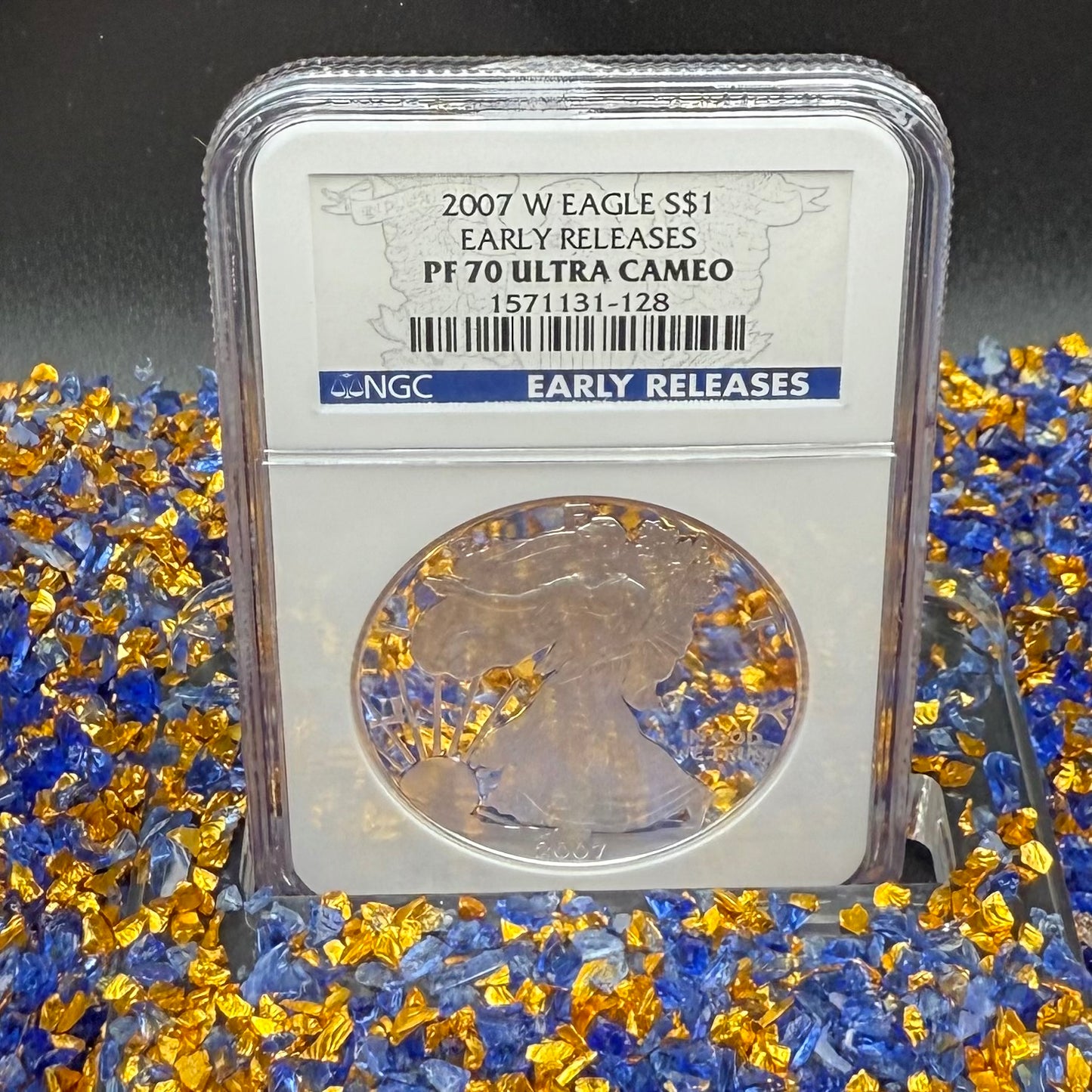 Proof 2007 (W) $1 American Silver Eagle NGC PF70UC Early Releases Class Blue Label White Holder (1 of 16,133) Mint