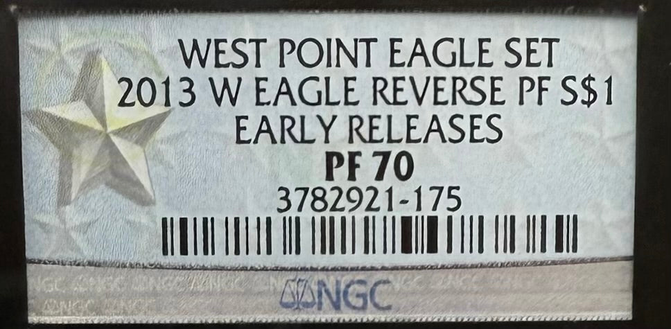 Reverse Proof & Enhanced Finish (2 Coin Set) 2013 (W) $1 American Silver Eagle NGC PF70 Black Core Holder West Point Silver Star Label