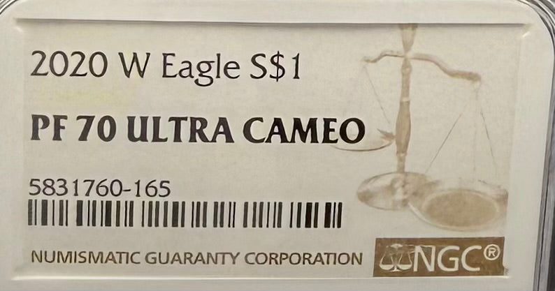 Proof 2020 (W) $1 American Silver Eagle NGC PF70UC Modern Brown Label (1 of 11,052)