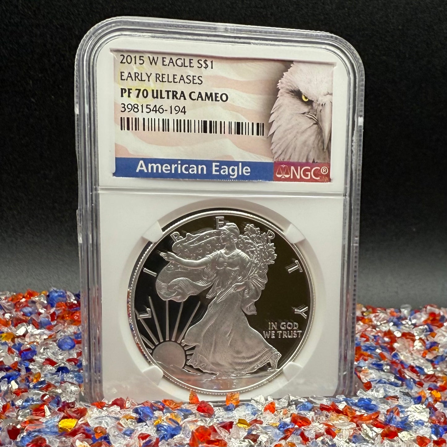 Proof 2015 (W) $1 American Silver Eagle NGC PF70 Early Releases Eagle Label Mint Condition (1 of 9,213)
