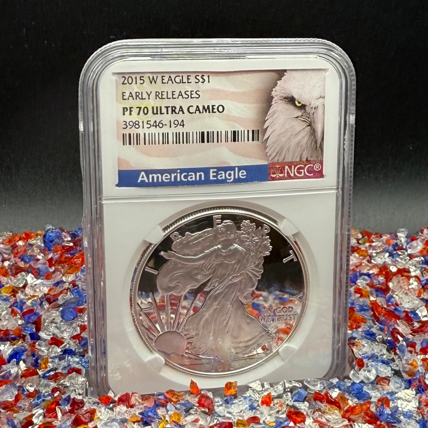 Proof 2015 (W) $1 American Silver Eagle NGC PF70 Early Releases Eagle Label Mint Condition (1 of 9,213)