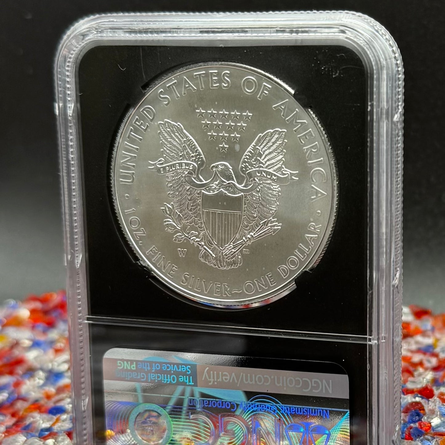 Burnished 2018 (W) $1 American Silver Eagle NGC MS70 Early Releases American Eagle Flag Label (1 of 3,383)