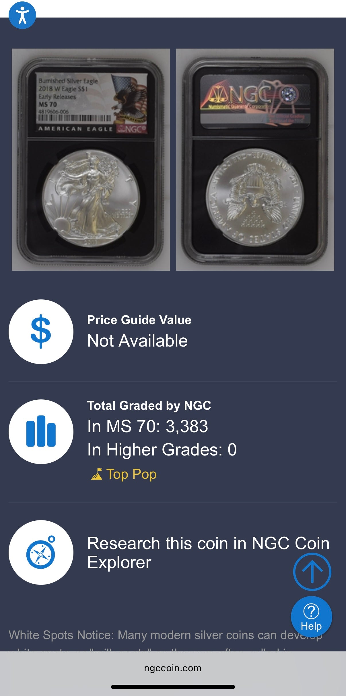 Burnished 2018 (W) $1 American Silver Eagle NGC MS70 Early Releases American Eagle Flag Label (1 of 3,383)