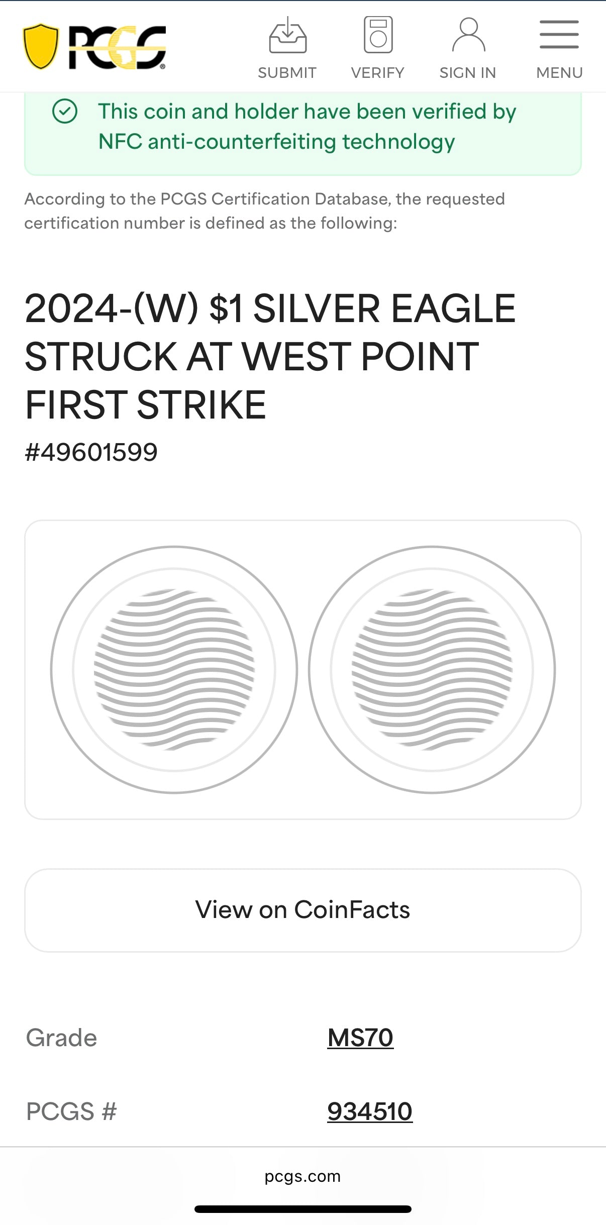 2024 $1 American Silver Eagle PCGS MS70 First Strike American Flag Anti-Fraud Security Chipped Mint Condition