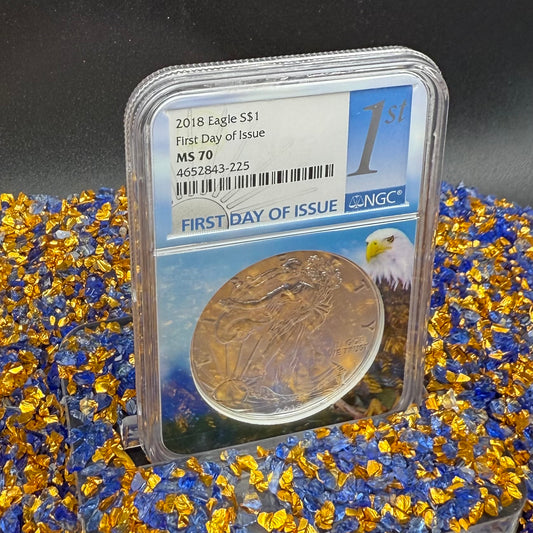 2018 $1 American Silver Eagle NGC MS70 First Day of Issue Eagle Holder Mint Condition (1 of 13,313)