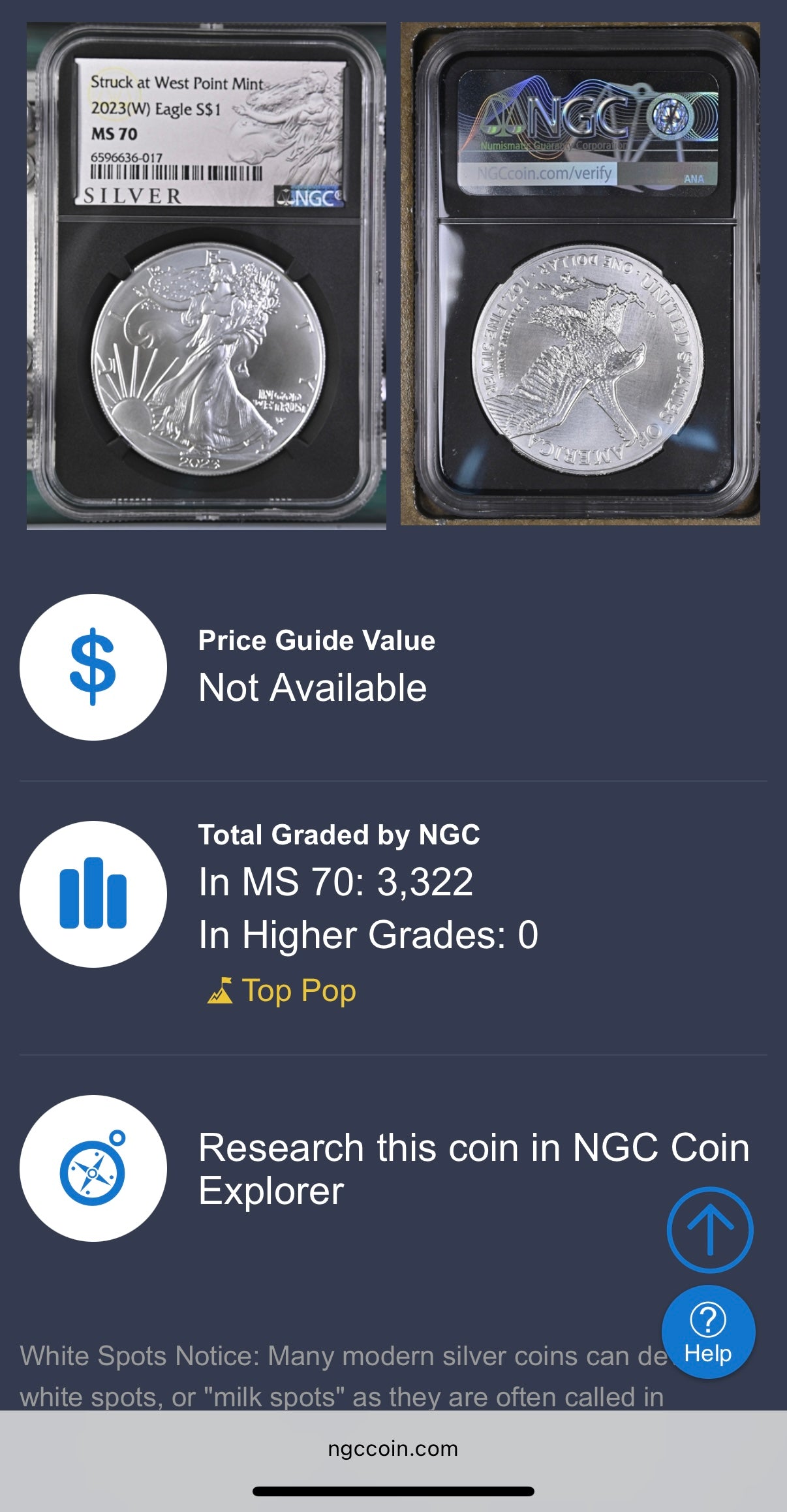 2023 $1 American Silver Eagle NGC MS70 Business Strike Silver Label in Black Holder Rare 1 of 3,322 Mint!