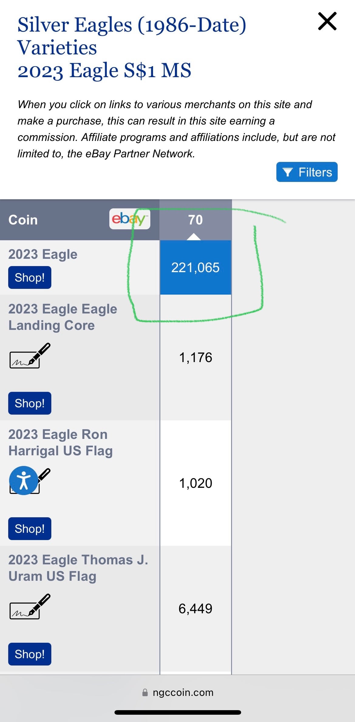 2023 $1 American Silver Eagle NGC MS70 Business Strike Brown Label