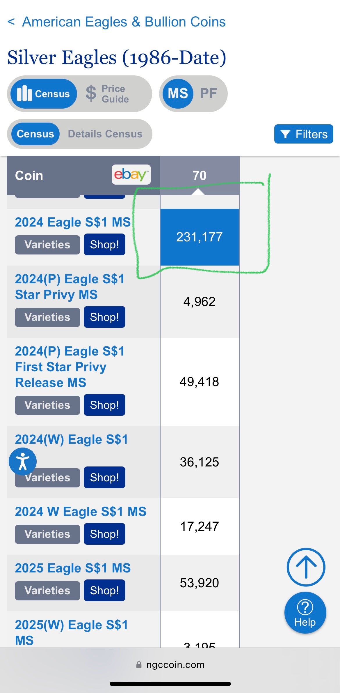 2024 $1 American Silver Eagle NGC MS70 Business Strike Brown Label