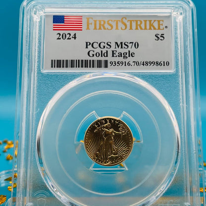 2024 $5 American Gold Eagle PCGS MS70 First Strike Flag Label (Rare 1 of 1,232)
