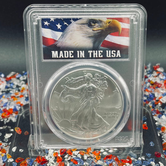 2023 $1 American Silver Eagle PCGS MS70 First Strike Eagle Flag Label