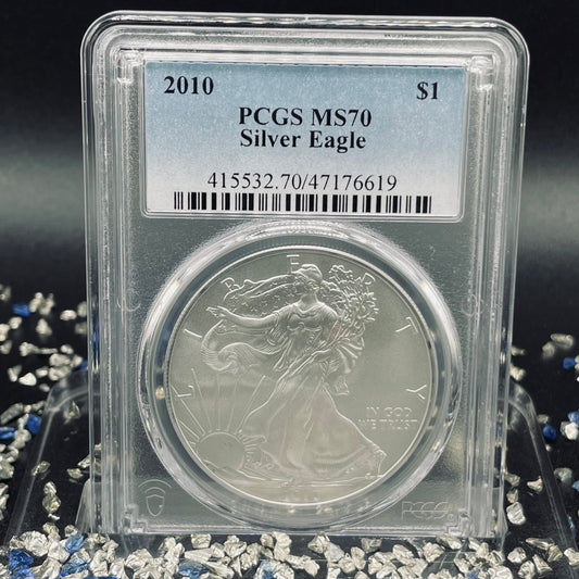 2010 Philadelphia $1 American Silver Eagle PCGS MS70 Business Strike Blue Label